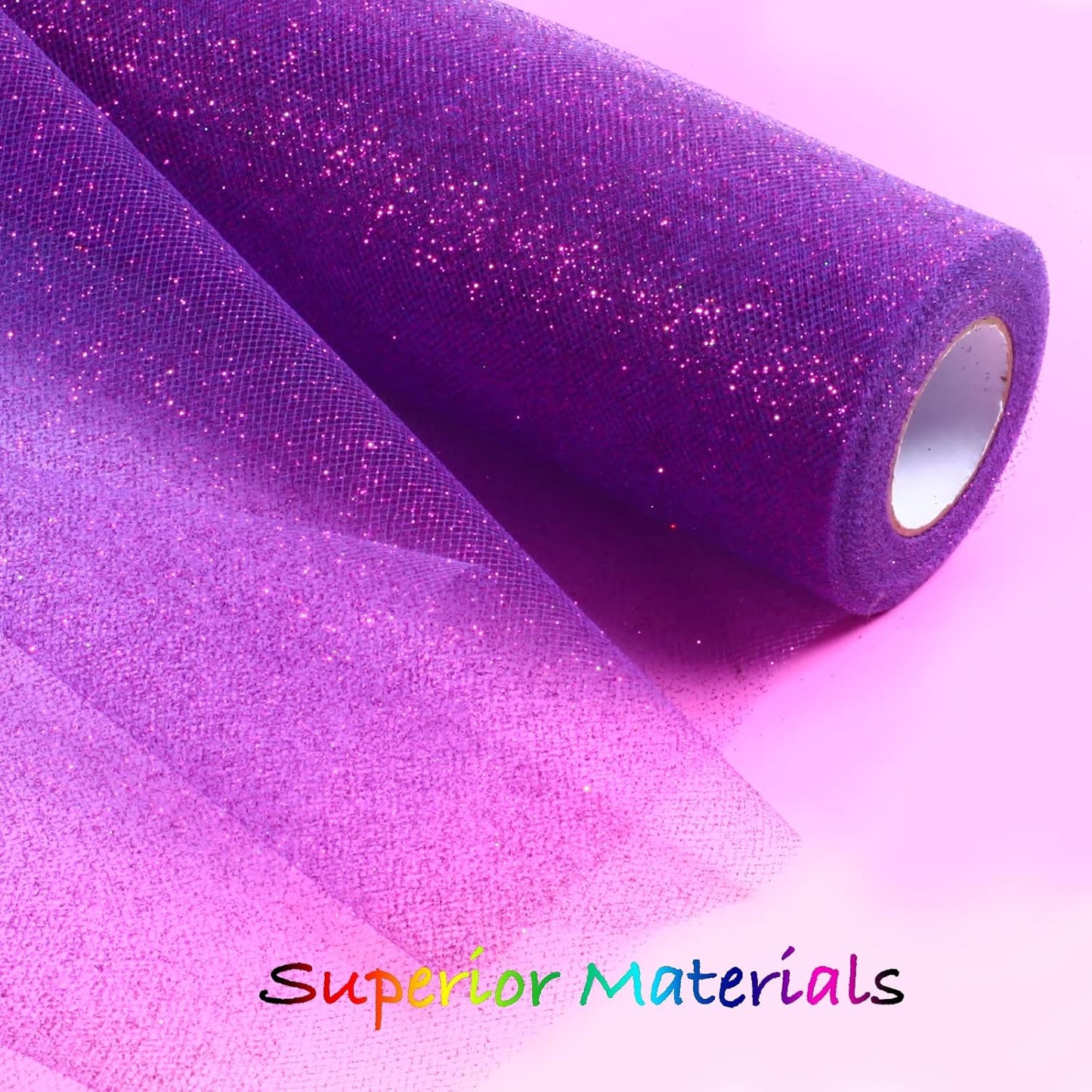 Sparkling Tulle Rolls, 15” by 30 Yards (90FT) Glitter Tulle Spool Ribbon Fabric for Wedding Birthday Bridal Shower Tutu Skirt Party Gift Wrapping(Purple)