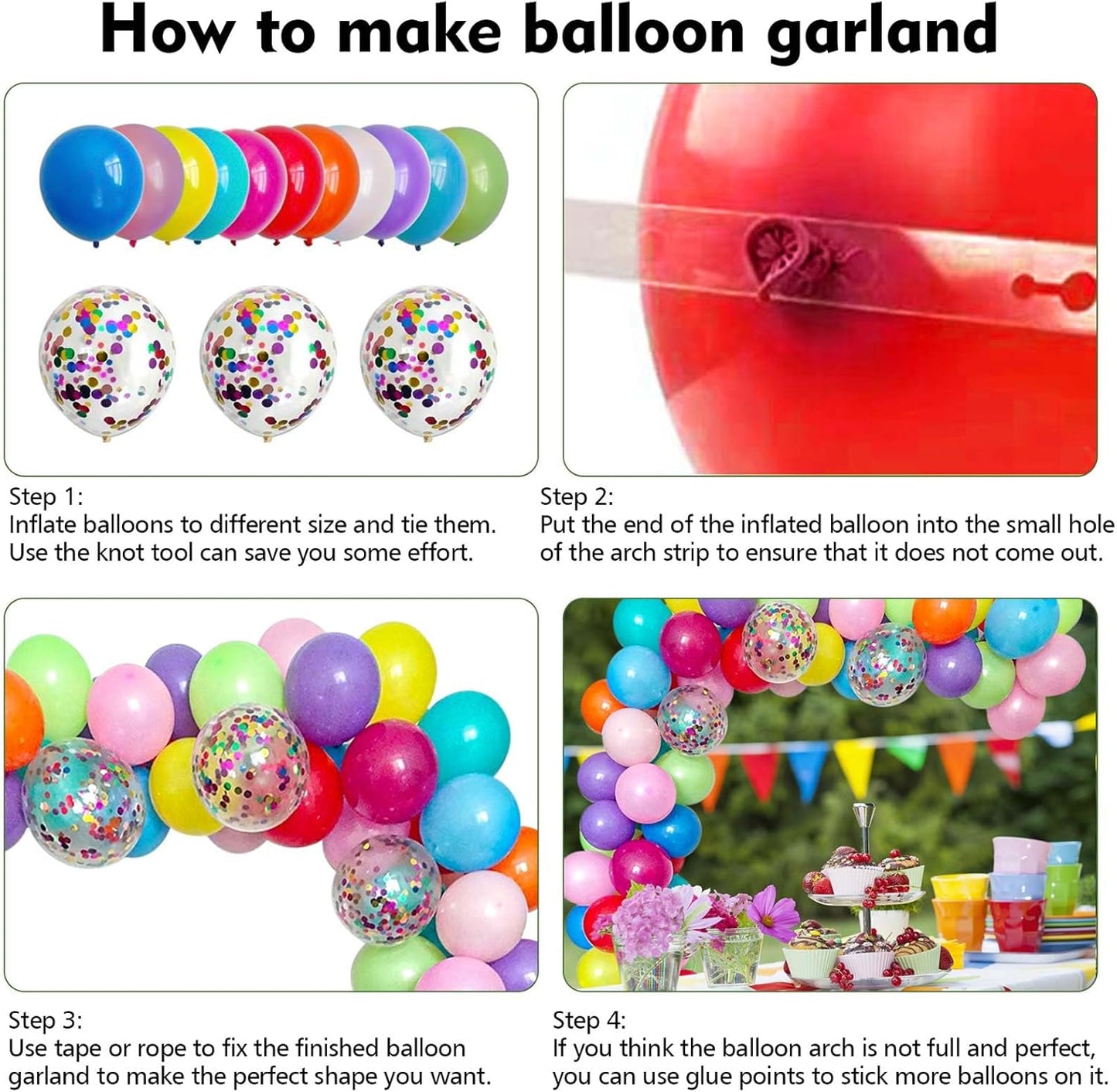 DIY Balloon Arch & Garland Kit, 113Pcs Party Balloons Decoration Set, Colorful Confetti Balloons & Colorful Latex Balloons for Baby Shower, Wedding, Birthday, Graduation, Anniversary Organic Party