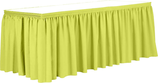 Ultimate Textile Pleat Polyester Fabric Table Skirt - Machine Washable Flame Resistant with Clips for Events, Weddings & Trade Shows, Cut & Sewn in Paterson, NJ - Lemon, 7' Shirred Pleat