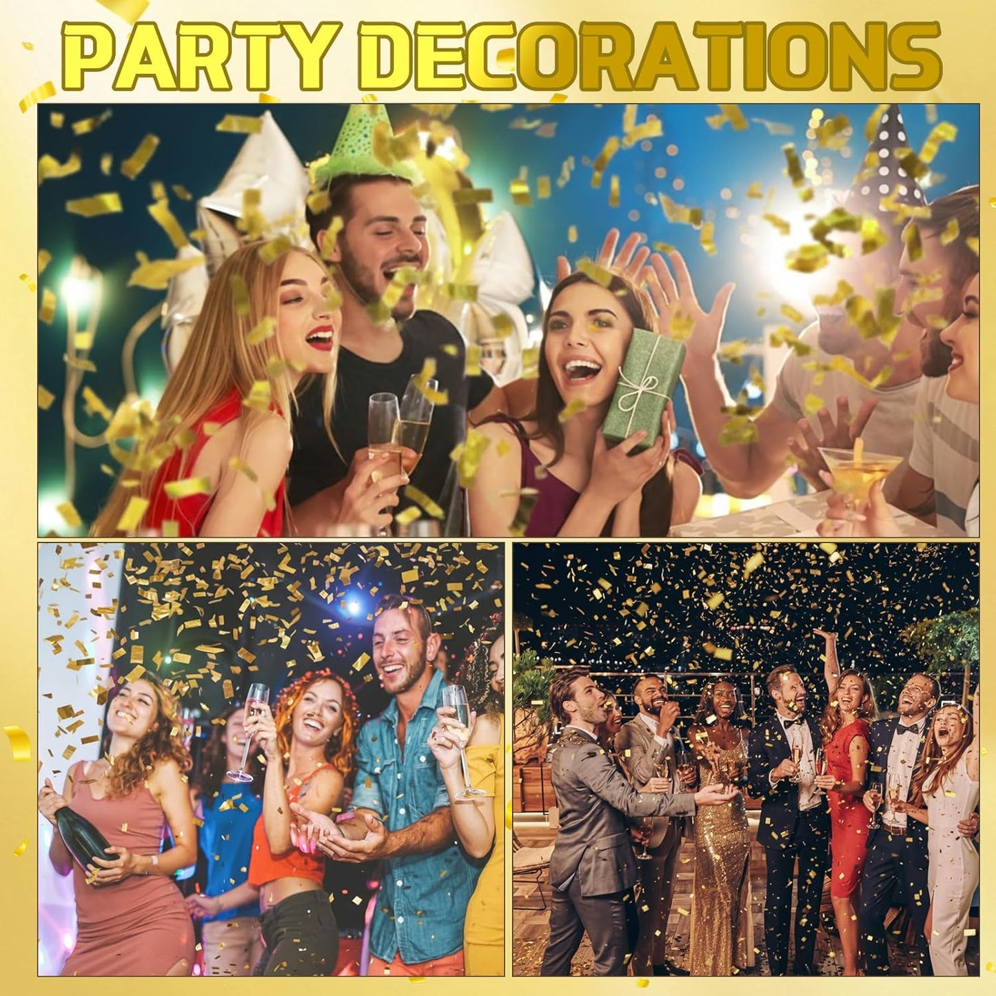 Sumind 1000 Grams Gold Silver Large Metallic Confetti Rose Glitter Throwable Table Scatter Foil Confetti for Wedding Birthday Party Baby Shower Graduation Christmas Celebrations