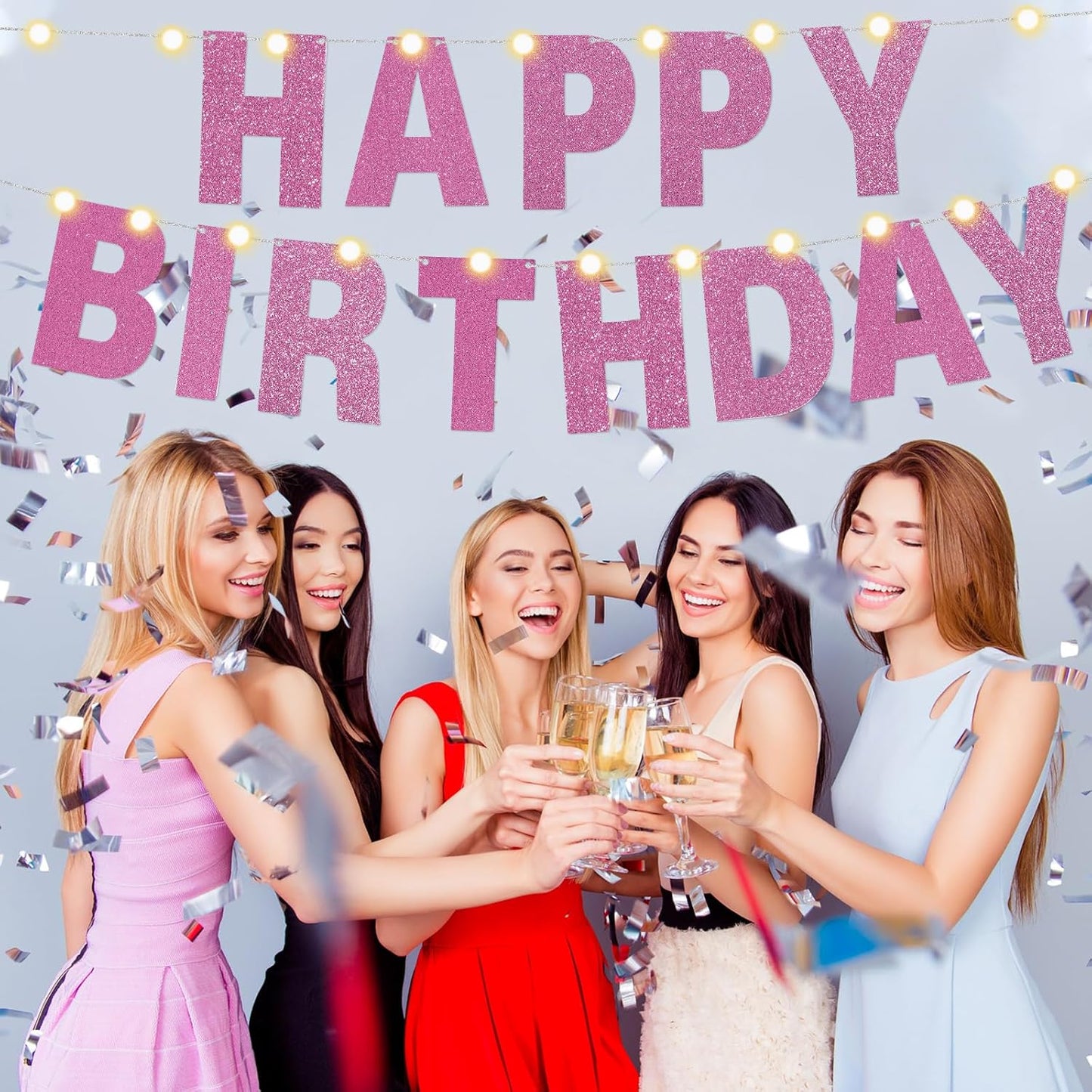 TaoBary 112 Pcs DIY Letter Kit Glitter Customizable Banner Letters Include 107 Letters and Numbers 3 Rope and 2 Needles for Birthday Halloween Christmas Wedding Valentine Party Decor(Pink)