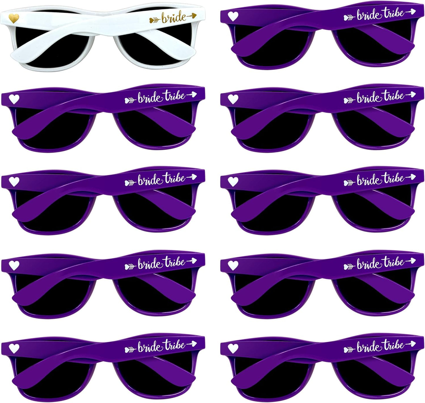 LADY&HOME 10 Pack Bachelorette Party Sunglasses Favors, Bridesmaid and Bride Tribe Sunglasses for Bridal Party, Bridal Shower(Purple)