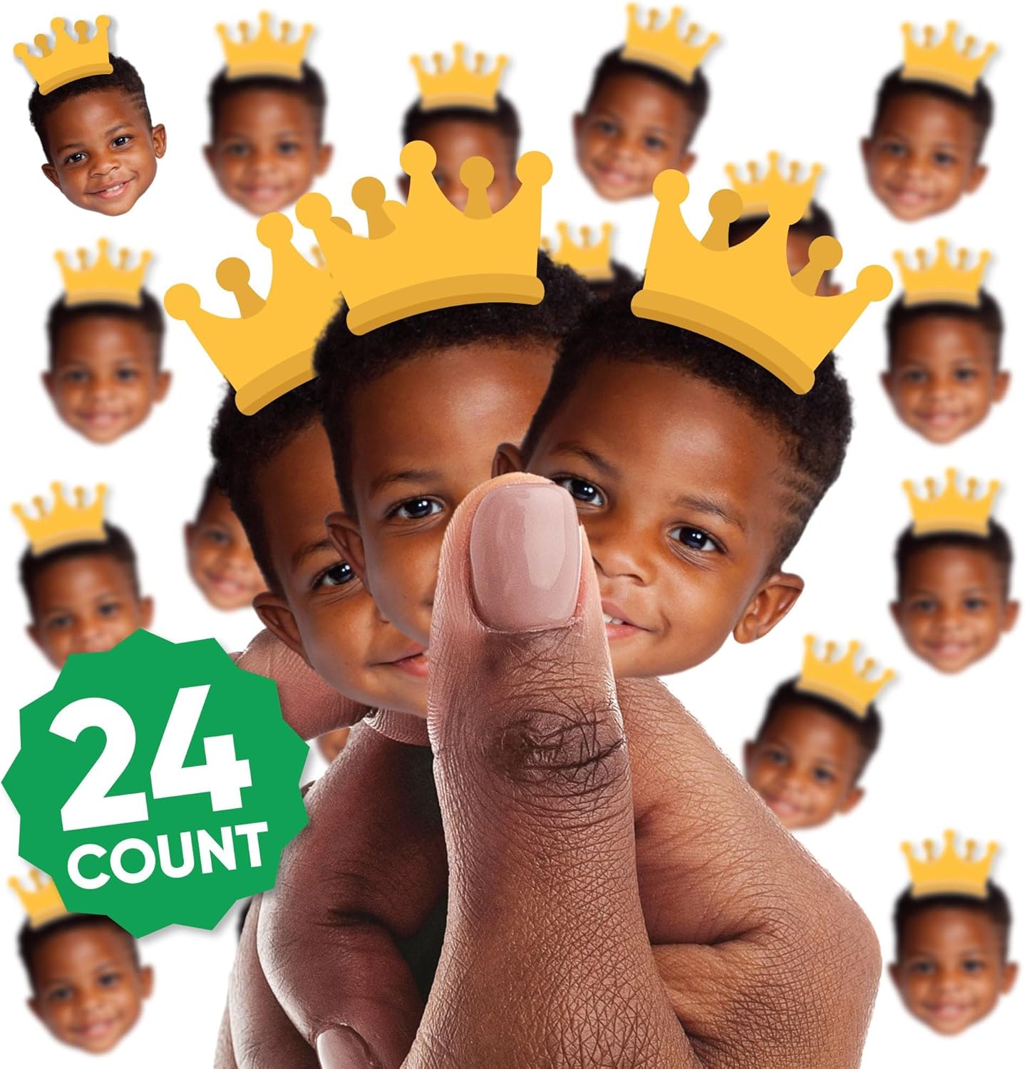 Big Dot of Happiness Custom Photo Crown - Personalized Party DIY Shaped Fun Face Cut-Outs - 24 Count