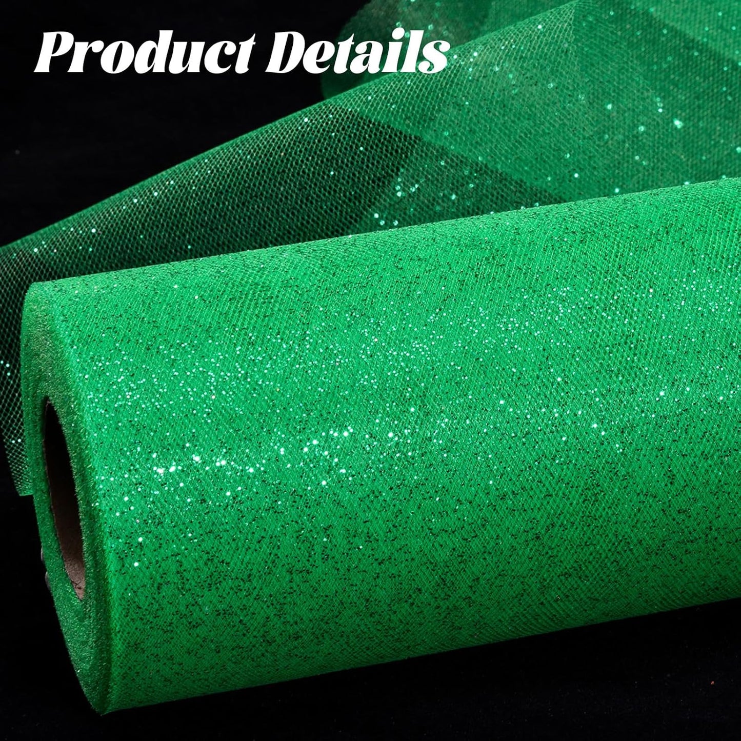 Glitter Tulle Rolls 6" by 50 Yards - Sparkle Fabric Ribbon With Sequins for DIY Tutu Skirt, Wedding, Birthday Party Decoration (Green)