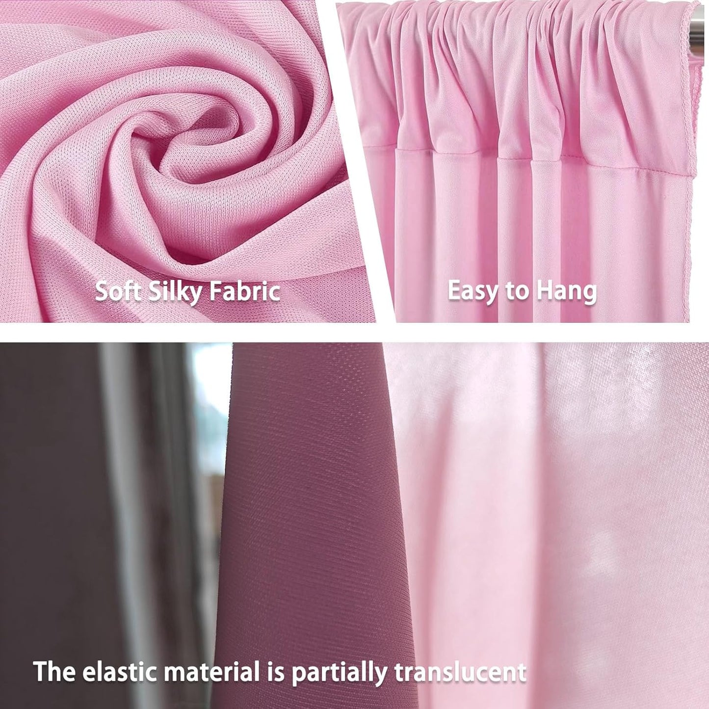 10 x 7 Feet Light Pink Backdrop Curtain for Partie, Background Curtains for Photoshoot, Birthday, Wedding, Halloween, Thanksgiving, Christmas Day, New Year Party Decorations 5Ft x 7Ft, 2 Panels