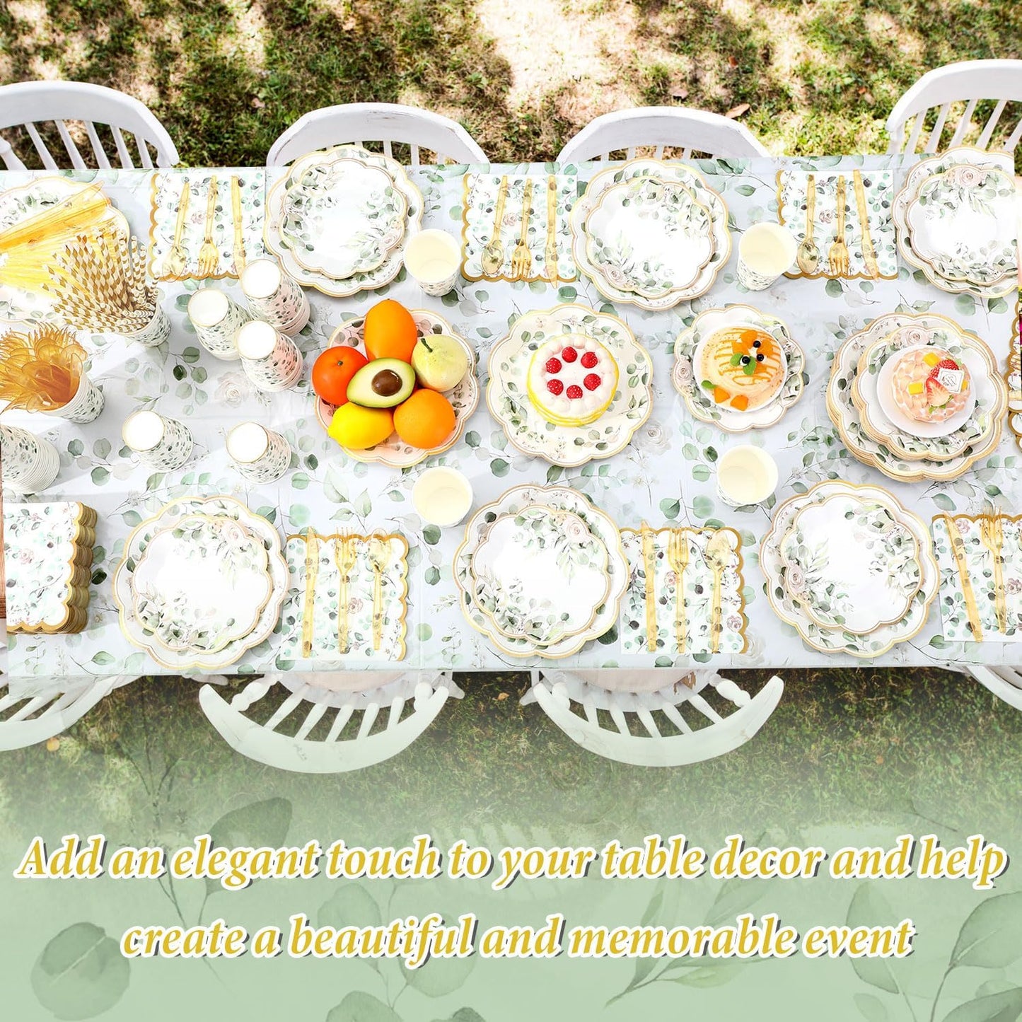 452 Pcs Sage Green Baby Shower Party Decorations for 50, Eucalyptus Leaves Paper Plates Napkins Cups Tablecloth Cutlery Straws for Bridal Baby Shower Birthday Woodland Party Supplies