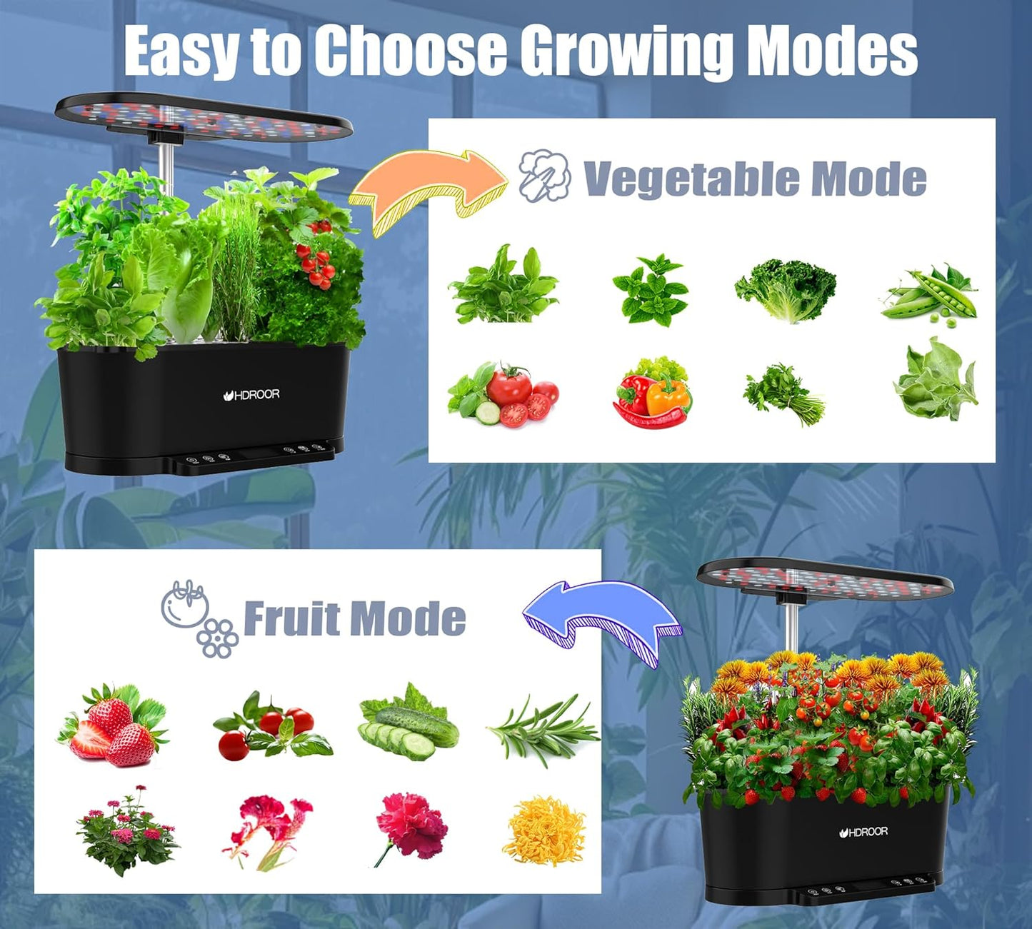 Hydroponics Growing System Kit APP Controlled, 15 Pods Indoor Herb Garden Hydroponic 36W Grow Light, Smart Indoor Garden, Height Adjustable to 30", Auto Timer, Quiet Pump, Water Shortage Alarm, Black