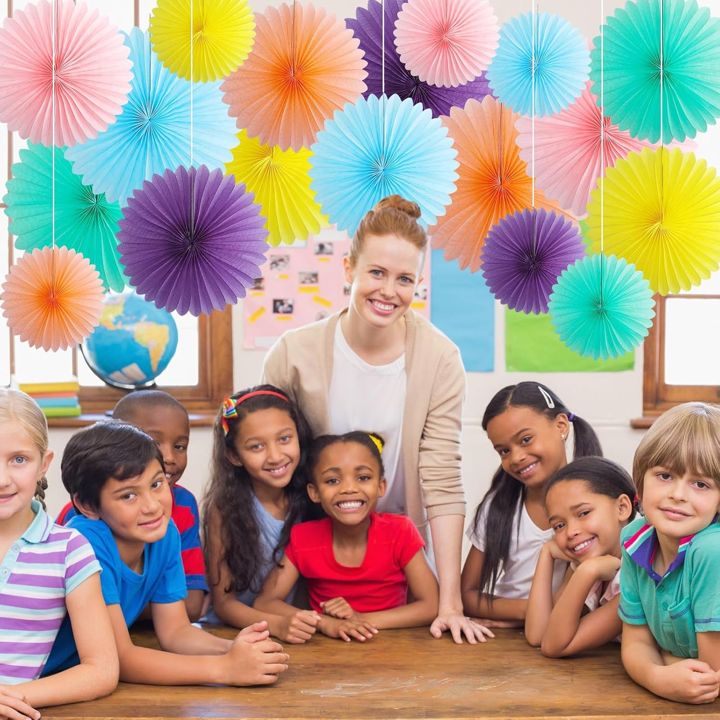 MotiMind 24 Pcs Pastel Paper Fans Pink Peach Party Decorations Classroom Decor Wall Background Ceiling Hanging Decoration for Birthday Wedding Baby Bridal Shower Engagement Party Decor