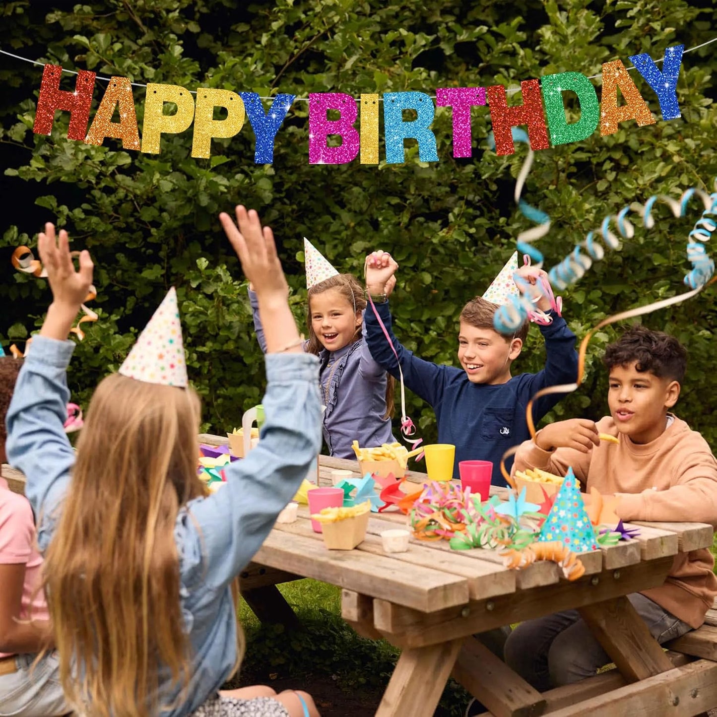 BEISHIDA 116 PCS A-Z Glitter Colorful DIY Letter Banner Kit Make Your Own Banner，Including 111 Letters and Numbers 3 Rope and 2 Threading Device,Customized for Birthday Graduation Wedding Party Decor