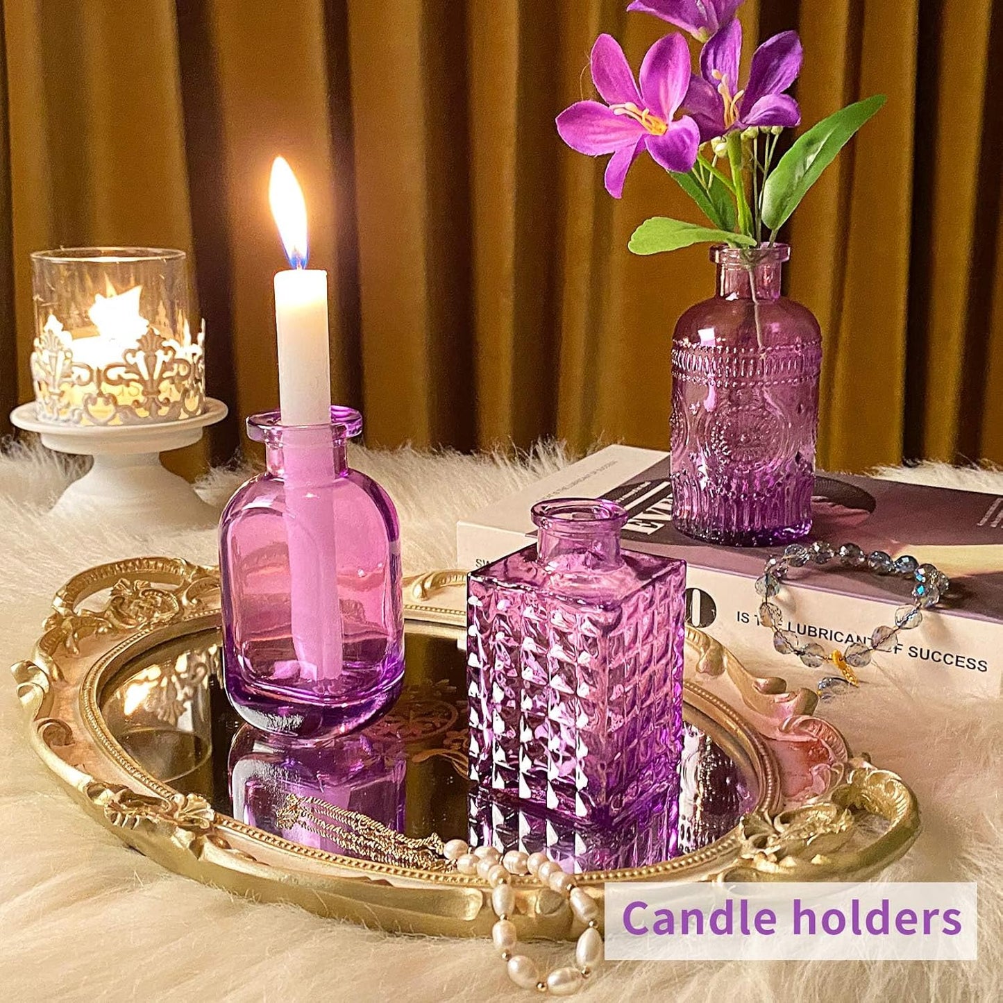 Glass Bud Vases in Bulk Set of 30 Pcs,Small Glass Vases for Flowers as Wedding Centerpieces for Tables,Clear Flower Vases Suitble for Wedding Decorations,Home Decor (Light Purple, 30 pcs)