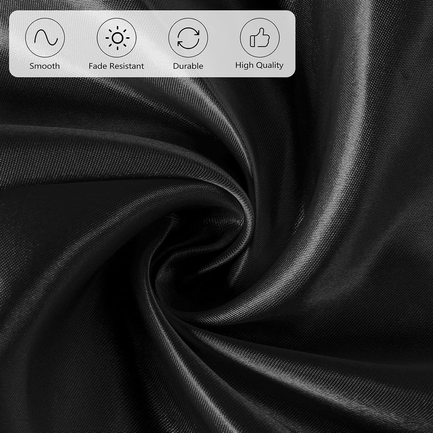 Ruisita 120 Inches Round Satin Tablecloths Black Overlay Round Satin Table Cover Bright Silk Tablecloth Smooth Fabric Tablecloth for Wedding Banquet Table Decoration