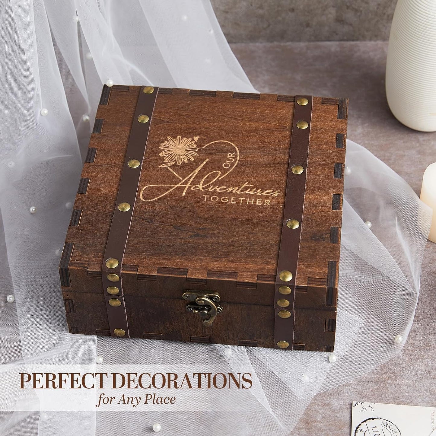 AW BRIDAL Wedding Keepsake Box for Memories, Engraved Wooden Decorative Box, Bridal Shower Presents for Bride Bachelorette, Wedding Gifts for Couples, Engagement Gift for Newly Engaged Couple