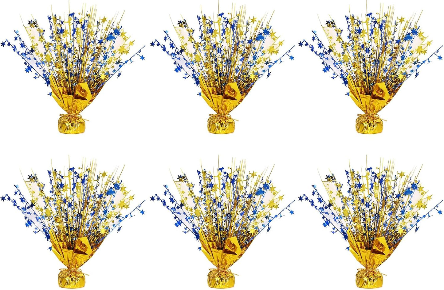 6 Pack Star Table Centerpieces for Party, Birthday Table Decorations for Kids Adults, Party Centerpieces for Tables for Wedding Baby Shower Graduation Holiday Event (Gold NavyBlue)
