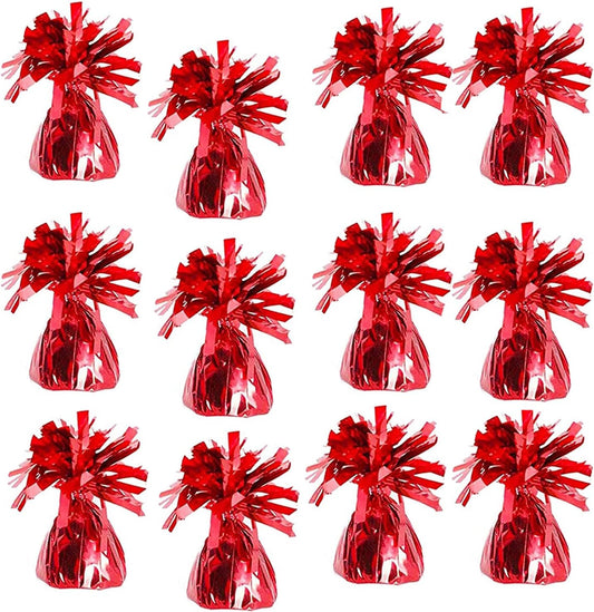 Metallic Balloon Weights, Birthday Party Favors, Novelty and Gag Gifts, 5.5" Inches, 12-Pack (Red)