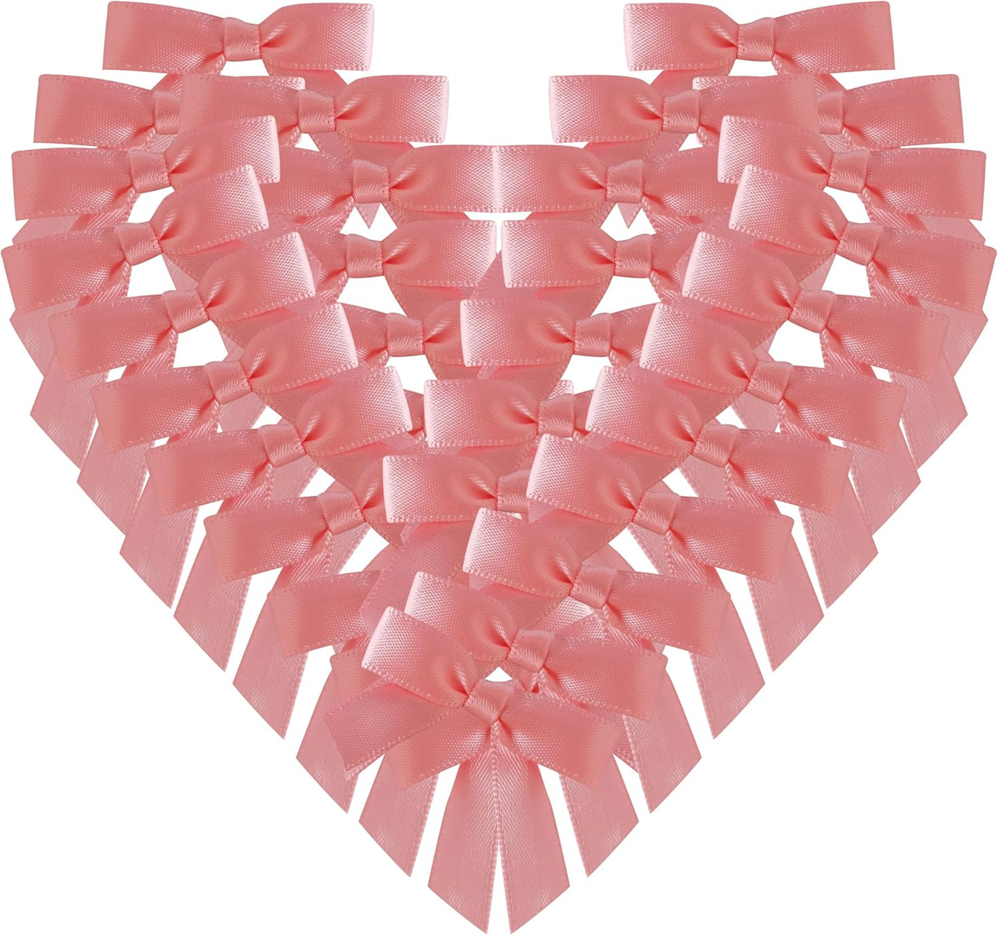 50pcs 1-1/2" Mini Light Pink Satin Ribbon Bows Without Twist Ties for Crafts Gift Wrapping Packing Mothers Day Decoration (Lt.Pink)