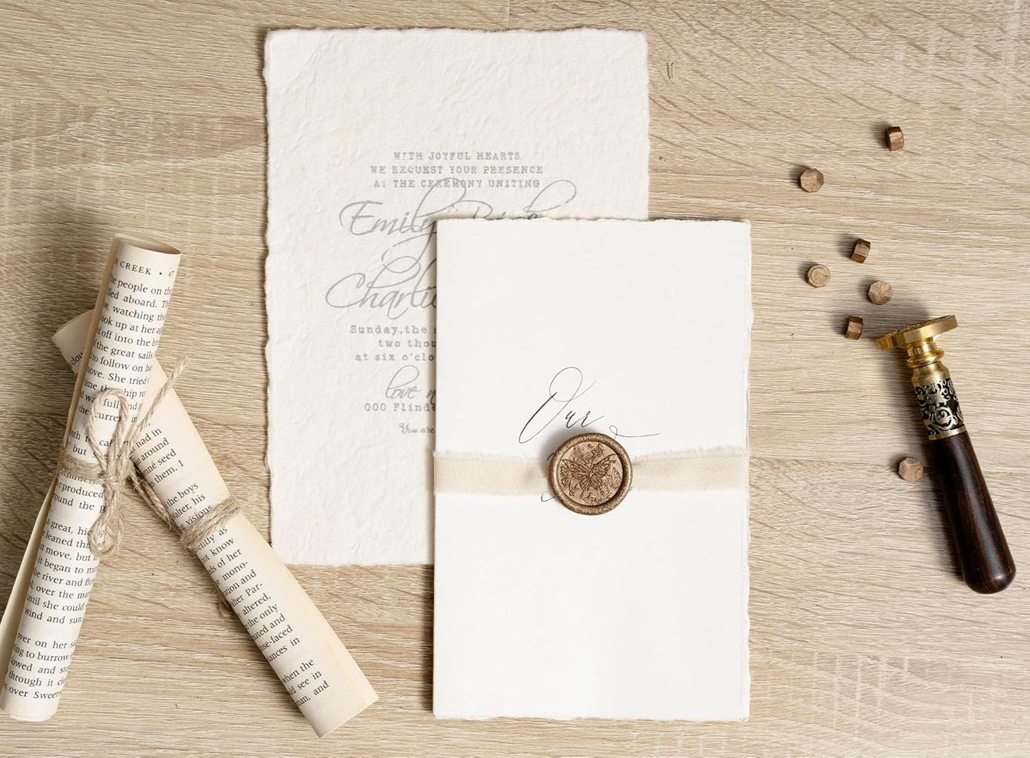 Nude Ribbon 5/8" x 21 Yards with Frayed Fringe Fabrics Cotton Ribbons for Gift Wrapping Wedding Invitations Flower Bouquet Baby Shower