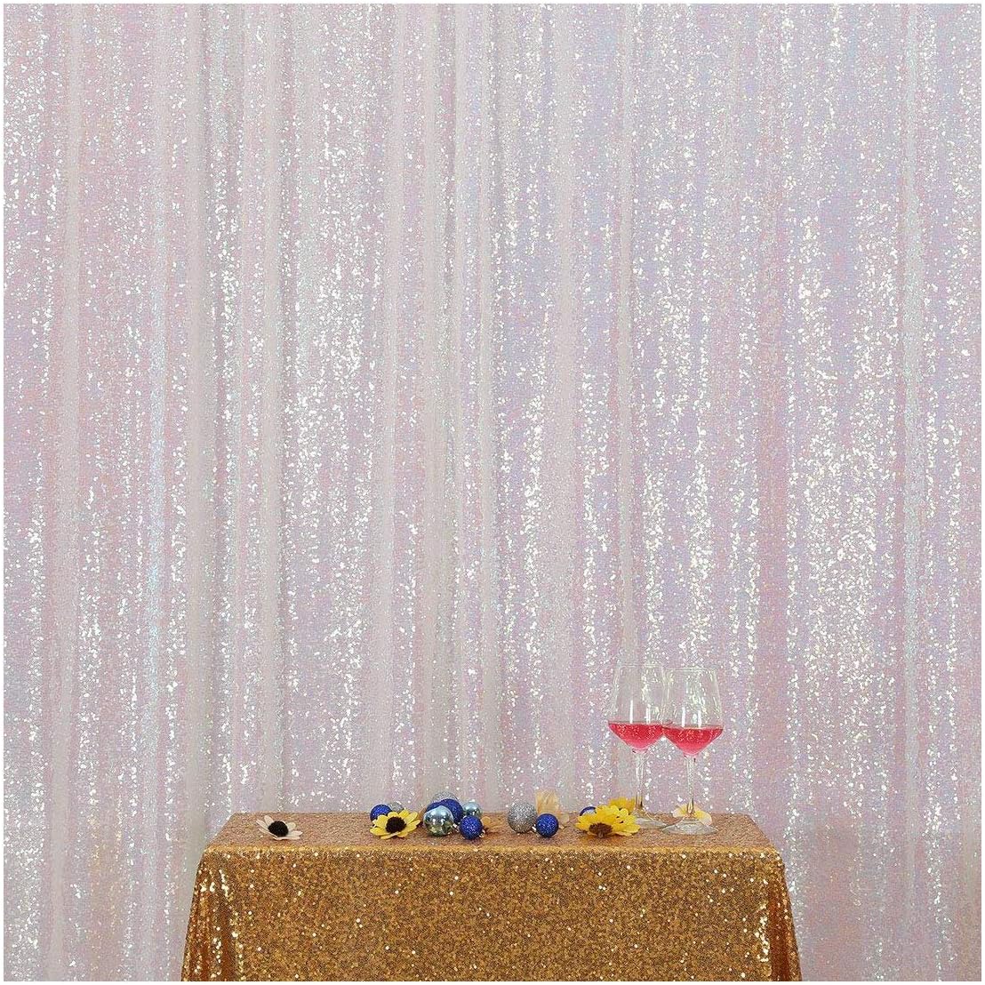 Poise3EHome Iridescent Sequin Backdrop,6FT x 8FT Sequin Photography Backdrop Curtain for Party Decoration, Iridescent