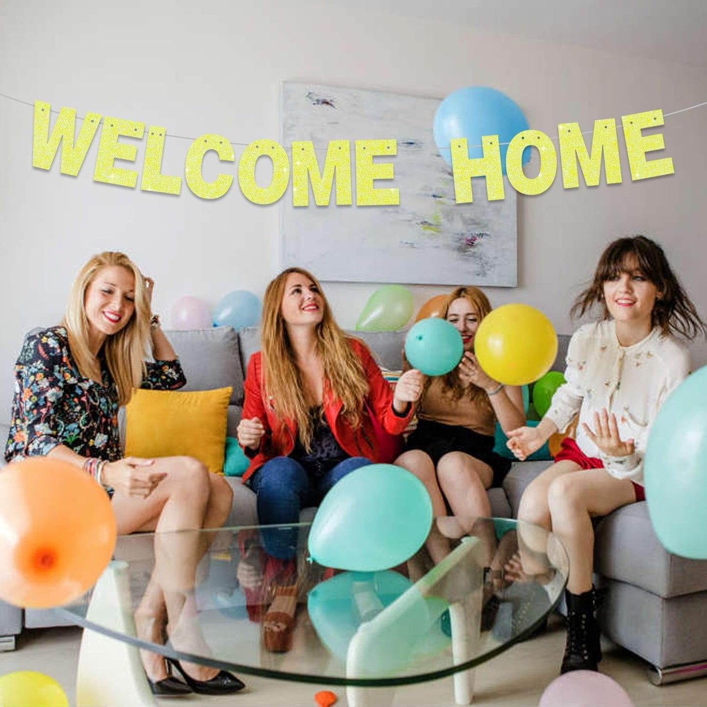 BEISHIDA 116 PCS Glitter Color Yellow DIY Letter Banner Kit Make Your Own Banner，Including 111 Letters and Numbers 3 Rope and 8 Threading Device,Customized for Birthday Graduation Wedding Party Decor