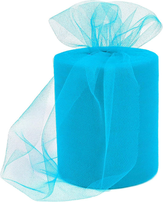6 Inch × 100 Yards(300 Feet) Tulle Mesh Ribbon Turquoise Tulle Fabric Ribbon Roll Netting Spool for Tutu Skirt DIY Craft Wedding Decor Party Gift Wrapping Ornaments