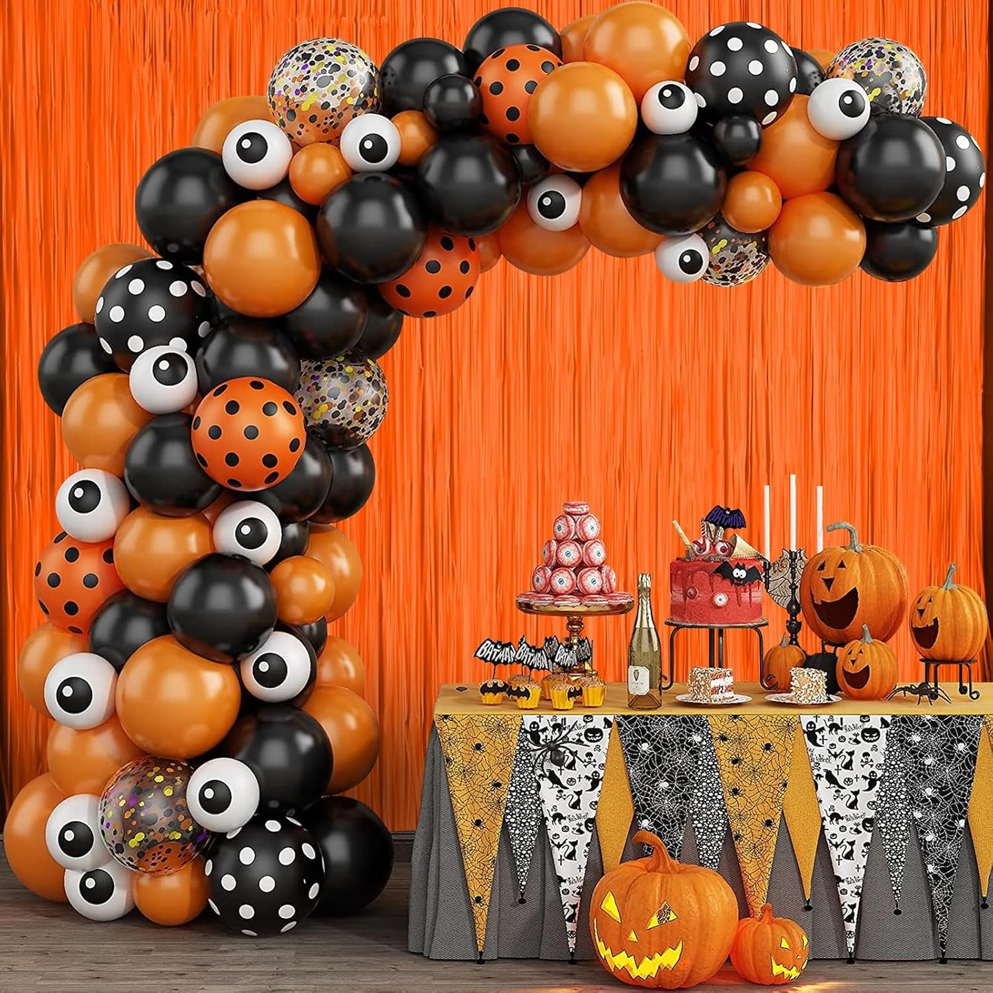 CANREVEL 2 Pack 3.3x6.6 Feet Orange Foil Fringe Backdrop Curtains, Tinsel Streamers for Basketball Theme Birthday Party, Graduation, Halloween, Fall Party Decorations