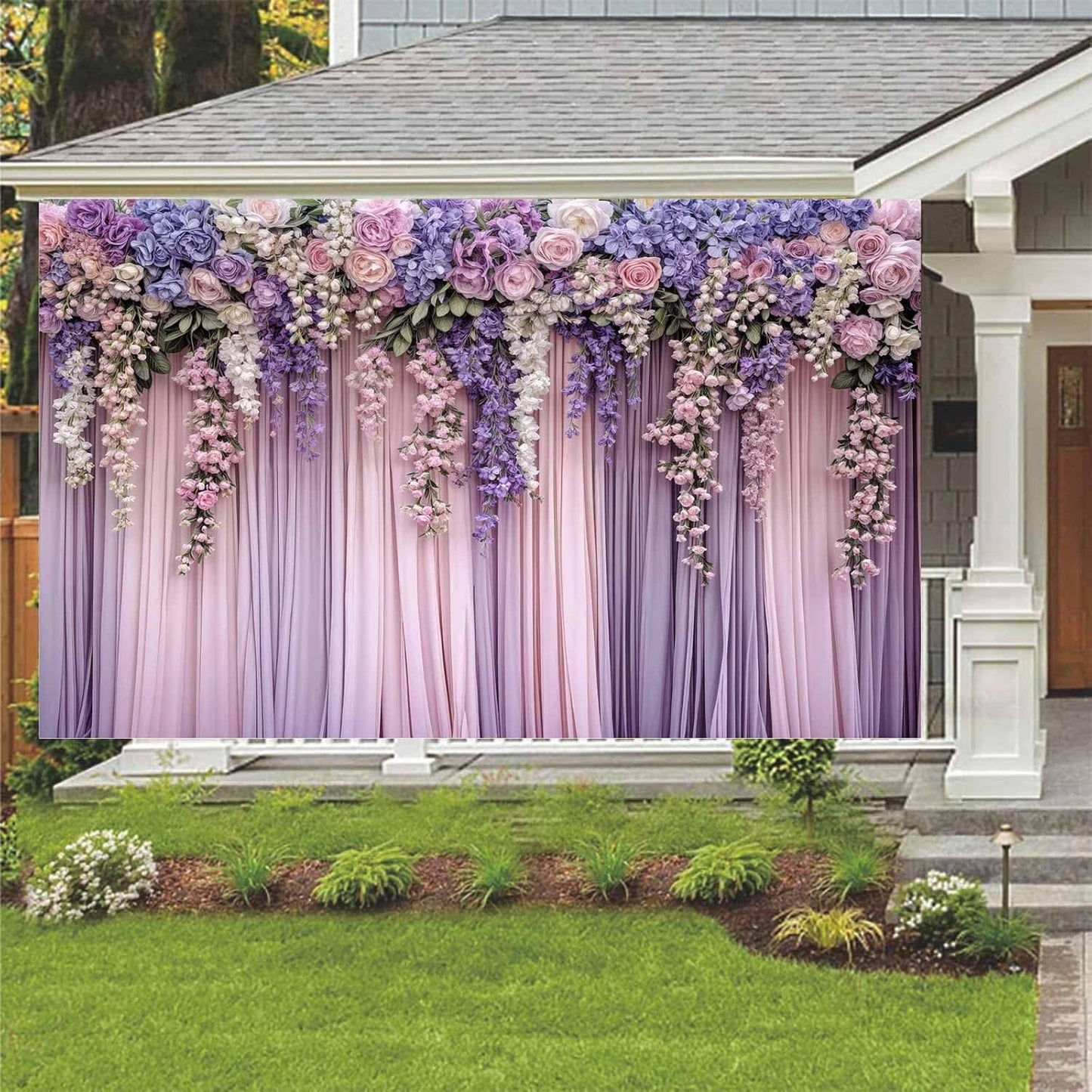 12x10ft Purple Flower Wedding Photography Backdrop Lavender Floral Wedding Bridal Photography Backdrop Anniversary Birthday Baby Shower Girl Party Banner Photo Booth Props Background Wall Decor