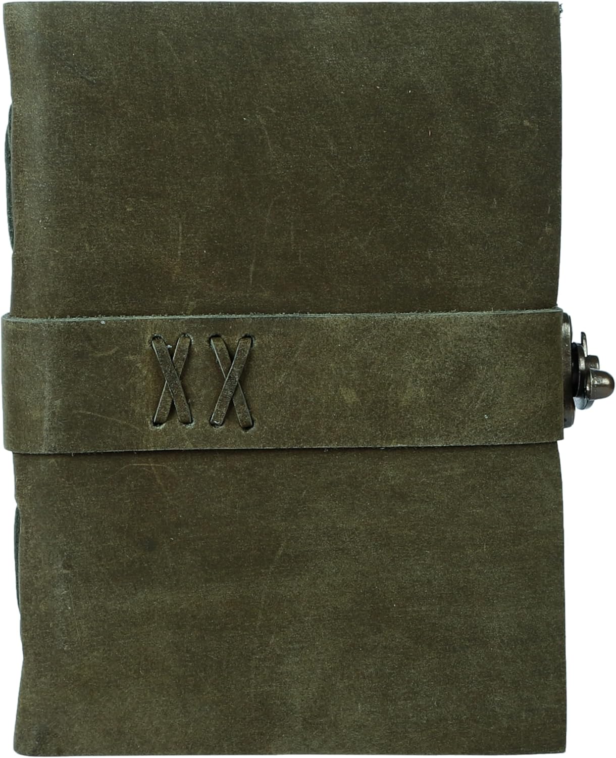 Vintage Leather Journal Handmade Buffalo Non-Refillable Deckle Edge Paper – Leather Bound Journal for Women, Men, C-Lock Closure Ideal for Writing & Travel for Artists (Dark Green)