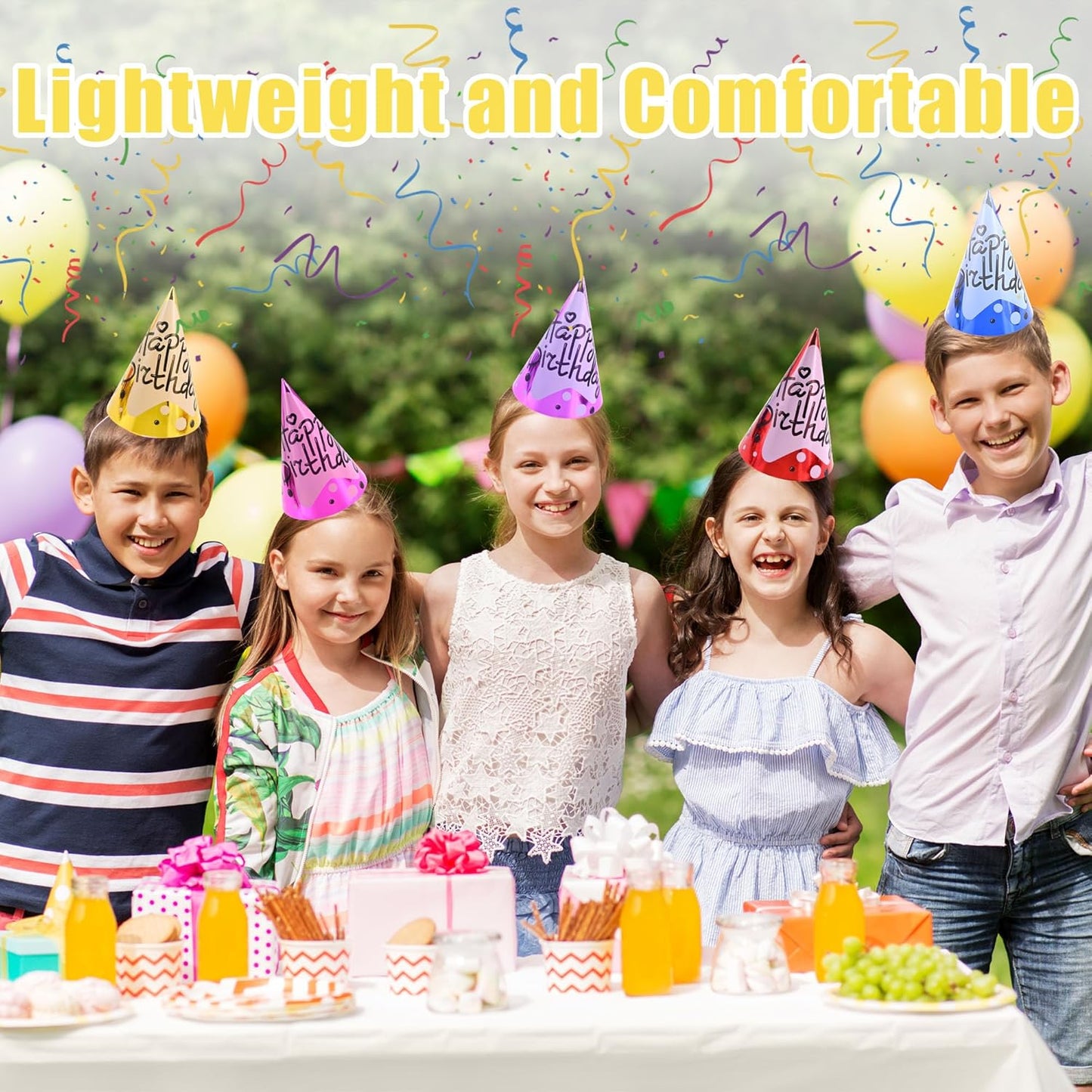 CANREVEL Party Hats for Kids and Adults, Birthday Party Headwear Supplies, Cone Hats Bulk for Girls Boy Women Men