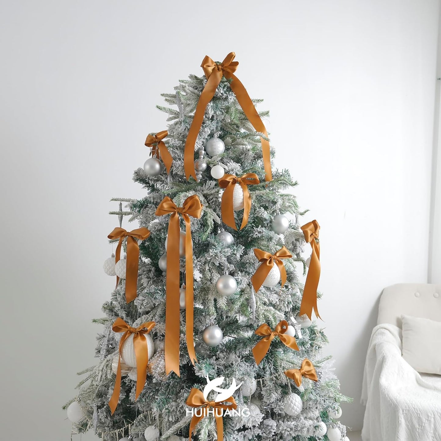 HUIHUANG Copper Ribbon Satin 1-1/2" Wide Double Face Polyester Satin Ribbons for Crafts, Thick Silk Ribbon for Gift Wrapping Hair Bows Floral Bouquet Cake Box Christmas Decor Party Favor - 50 Yards