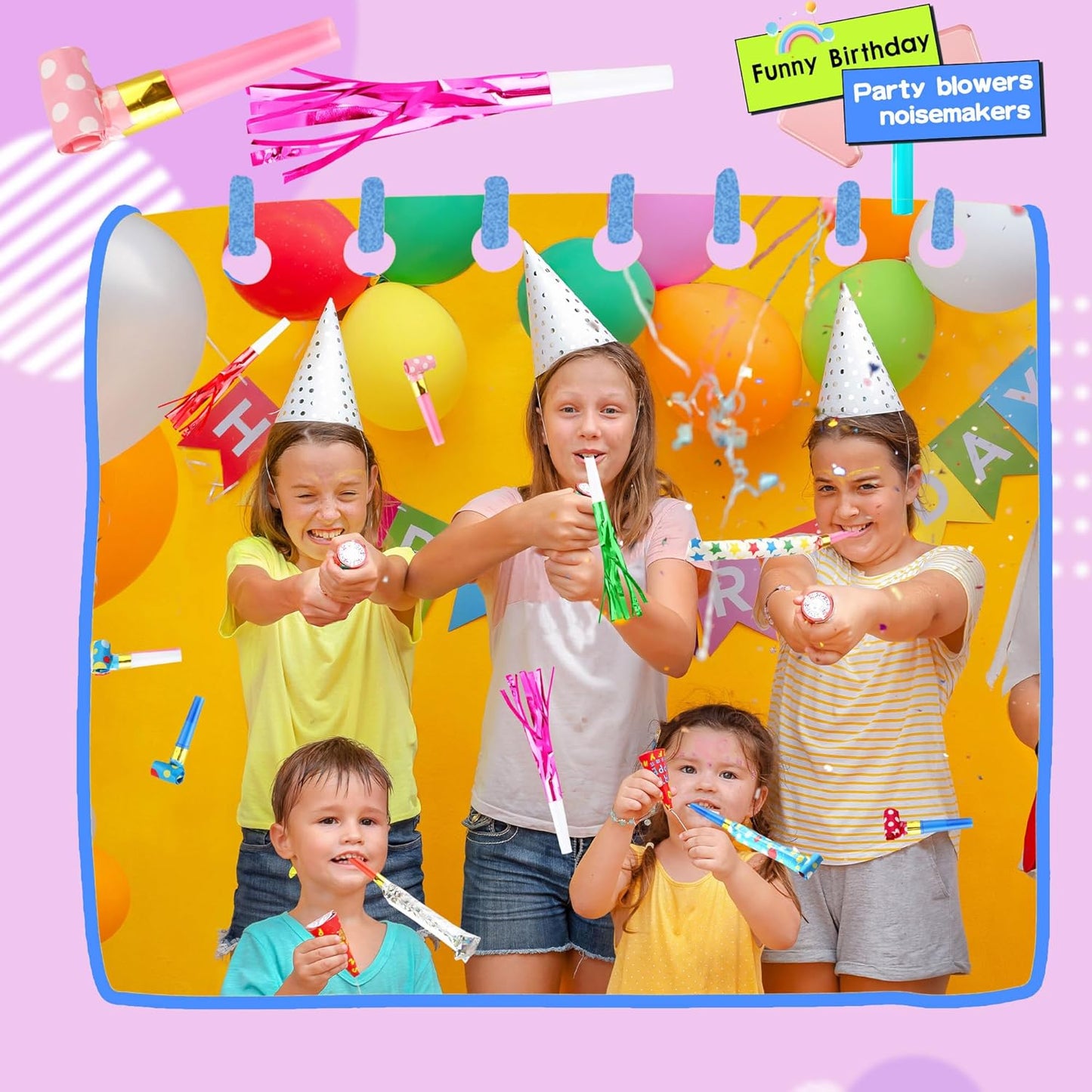 160 Pcs Party Blowers Set Includes 100 Pcs Glitter Fringed Noise Maker and 60 Pcs Colorful Blowouts Horns Whistle for Sporting Events Birthday New Year Noisemakers Party Favors