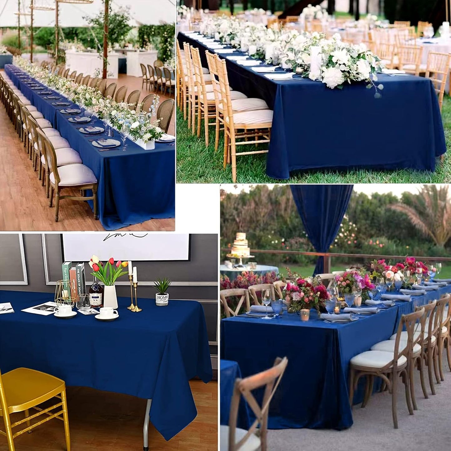 6 Pack Navy Blue Tablecloths for 6ft Rectangle Tables 60 x 102 Inch - Polyester Table Cover Stain and Wrinkle Resistant Washable Fabric Table Clothes for Wedding Party Banquet Reception Restaurant