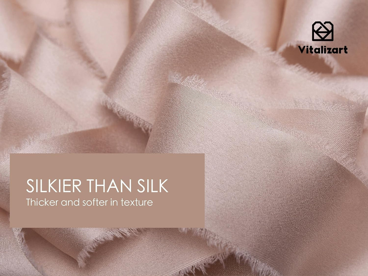 Vitalizart Silk Satin Ribbon 1 inch x 30 Yard Nude Handmade Frayed Ribbons for Gift Wrapping Baby Shower Wedding Bridal Bouquets Holiday Decor