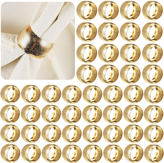 Lallisa 100 Pcs Gold Napkin Rings Metal Napkin Ring Holders for Cloth Table Decorations for Wedding Anniversary Birthday Dinners Party of Table Setting (Classic)