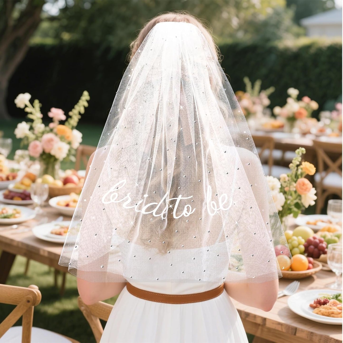 Bride To Be Veil Rhinestone Bachelorette Party Bridal Veil White Wedding Bride Veils Headband Decorations for Brides Gift Wedding Engagement Supplies