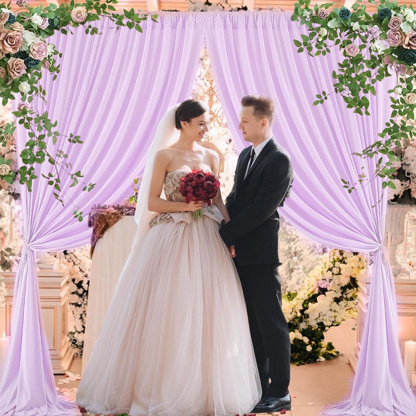 10 x 7 Feet Lavender Backdrop Curtain for Partie, Background Curtains for Photoshoot, Birthday, Wedding, Halloween, Thanksgiving, Christmas, New Year Party Decorations 5Ft x 7Ft, 2 Panels