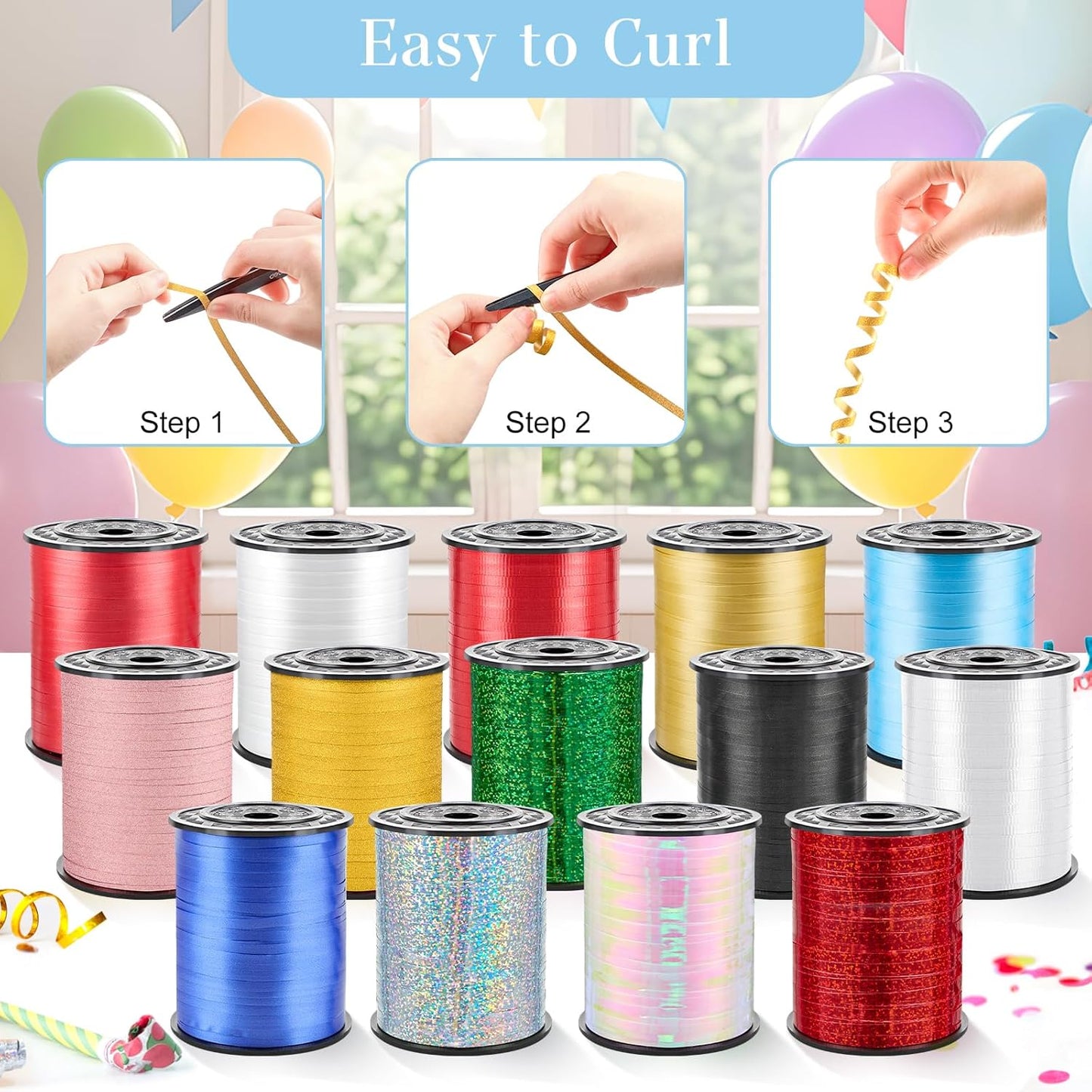 500 Yards Light Blue Curling Ribbon-Balloon String-Balloon Ribbon Roll for Party Decoration, Gift Wrapping, Wedding, Art Crafts, Florist Flower