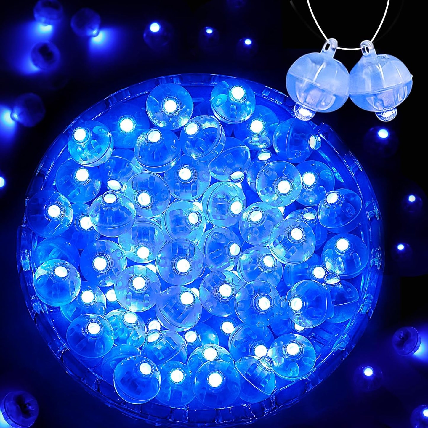 200PCs Balloon Lights, Long Standby Time Mini Ball Light, Mini Led Lights for Paper Lantern, Easter Eggs and Party Wedding Birthday Festival Christmas Decoration (Glow steadily Blue)