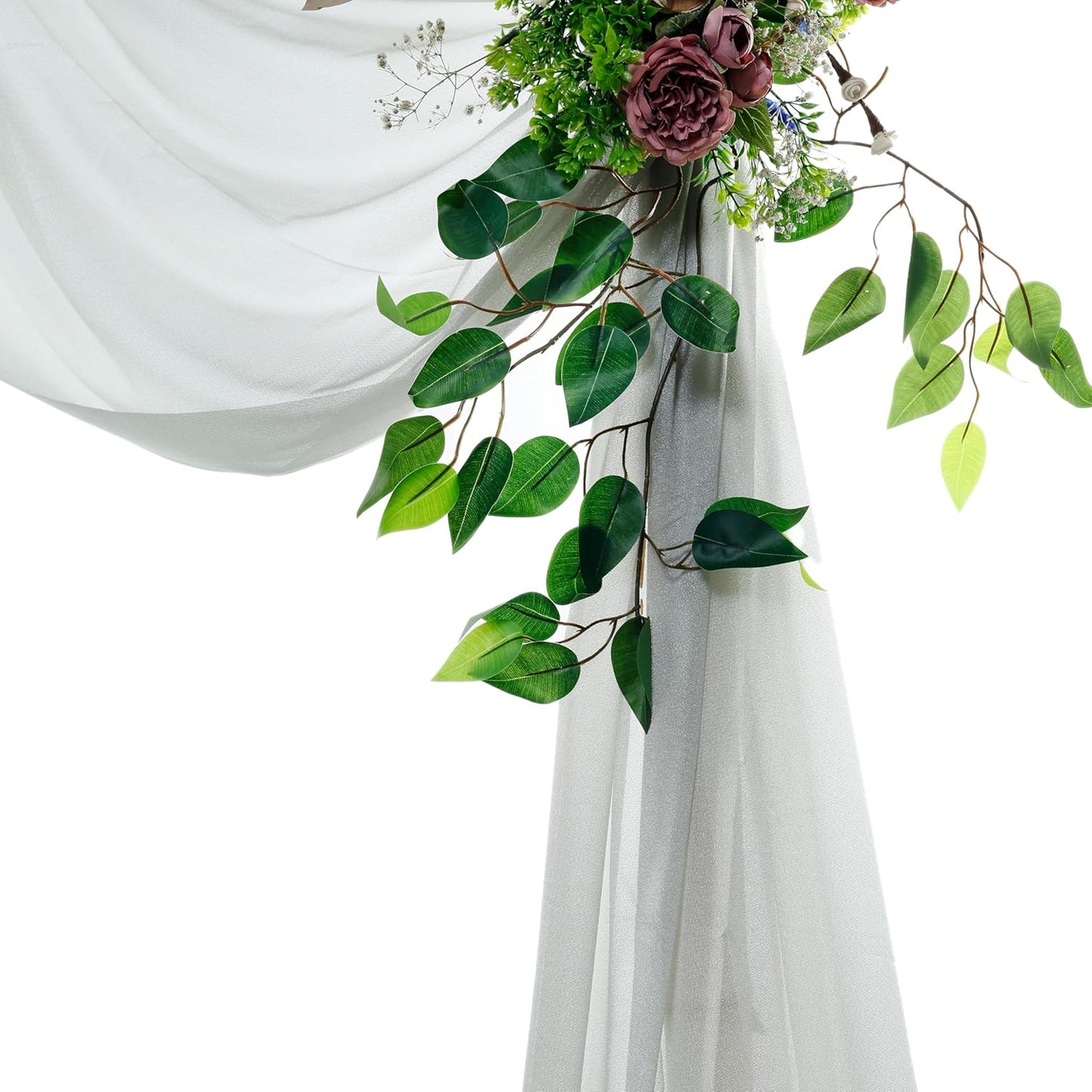 VDS Pack of 2 Panel (30 Inch X 40 Feet) Wedding Arch Draping Fabric Sheer Chiffon Fabric Drapery for Wedding Ceremony Reception Swag Backdrop Canopy Chuppah ARBO Altars Decoration (Grey)