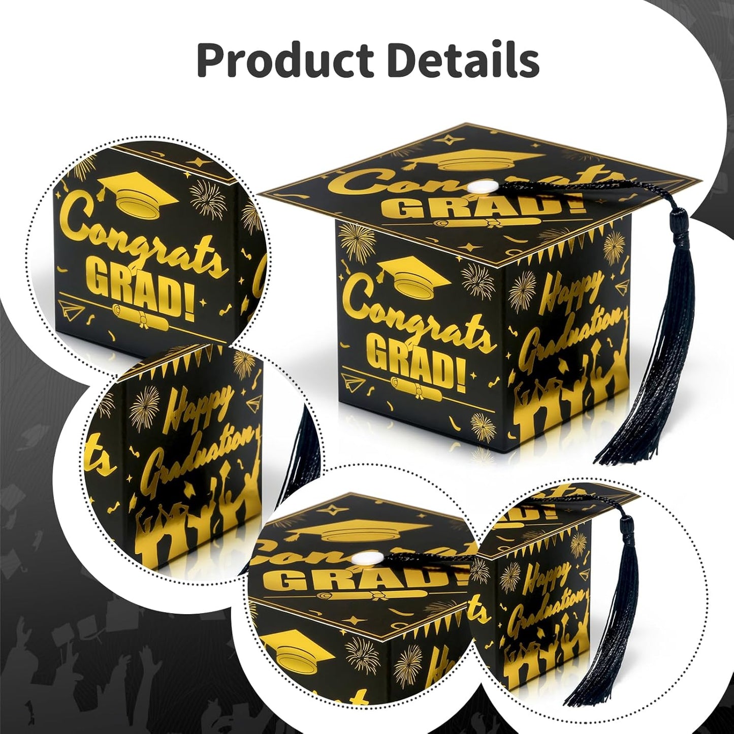 COTOPHER 36 Pack Mini Graduation Cap Gift Boxes, Class of 2025 Graduation Candy Boxes with Tassel, Small Treat Chocolate Box Centerpieces for Tables Party Decorations Graduate Favors Supplies