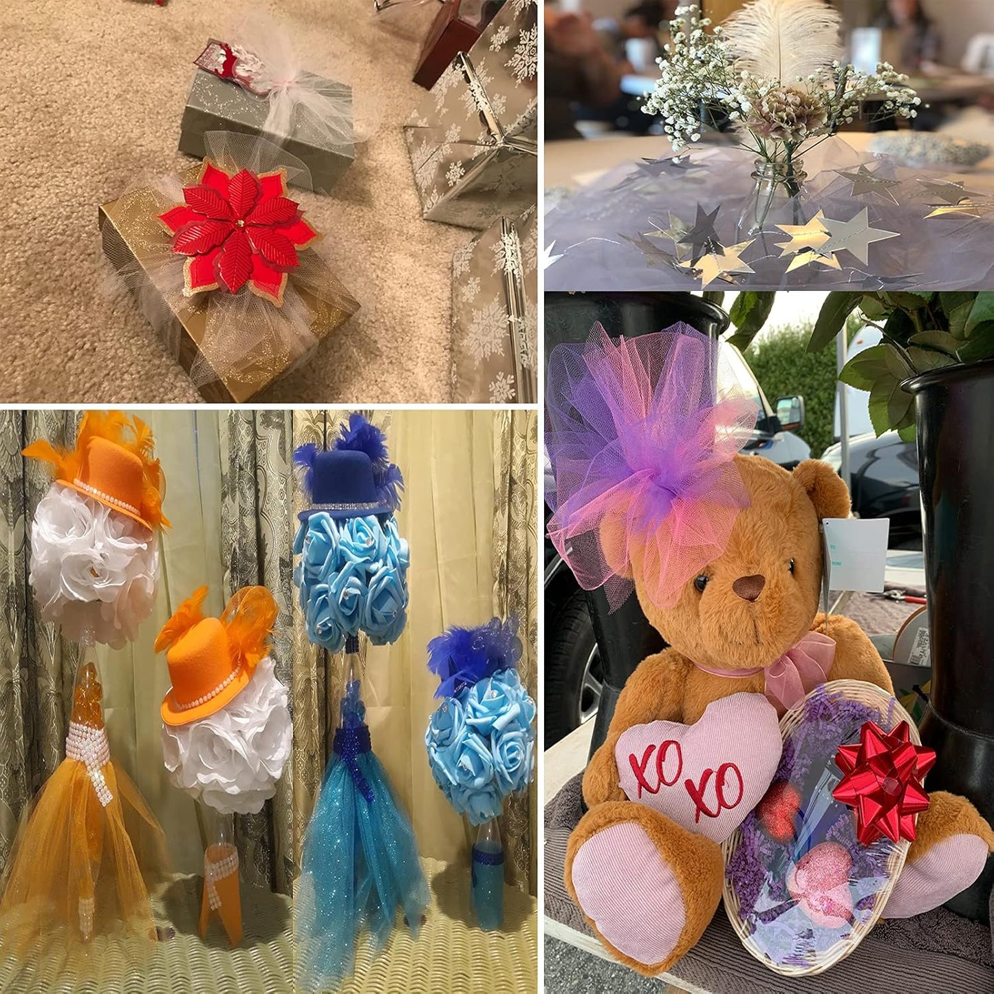 14 Colors Tulle Rolls 6” by 25 Yards (75 Feet) Rainbow Tulle Netting Fabric Spool for DIY Tutu Skirt Gift Bow Craft Wedding Party Decorations