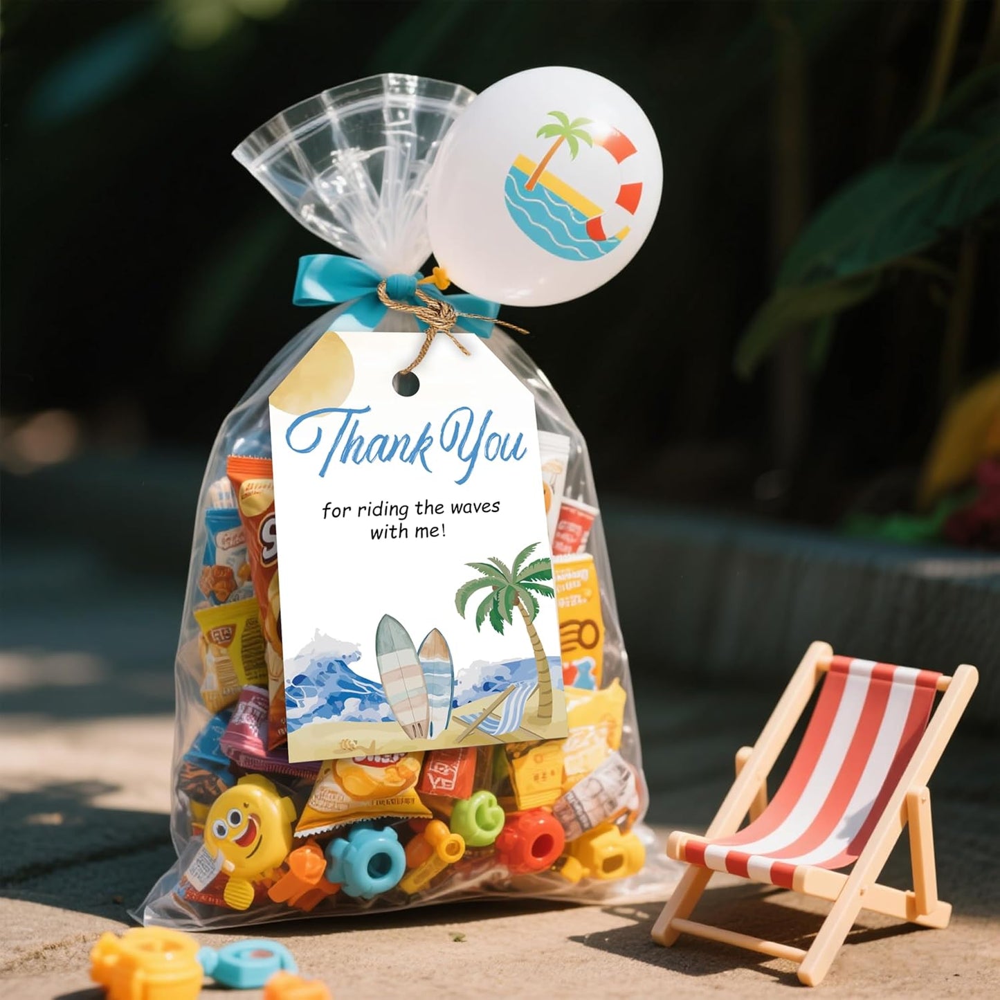 50pcs Surfing Thank You Tags, The Big One Surf Up Favor Tags for Summer Beach Themed Birthday and Baby Shower Party Gift Wrapping Decoration (Surf)