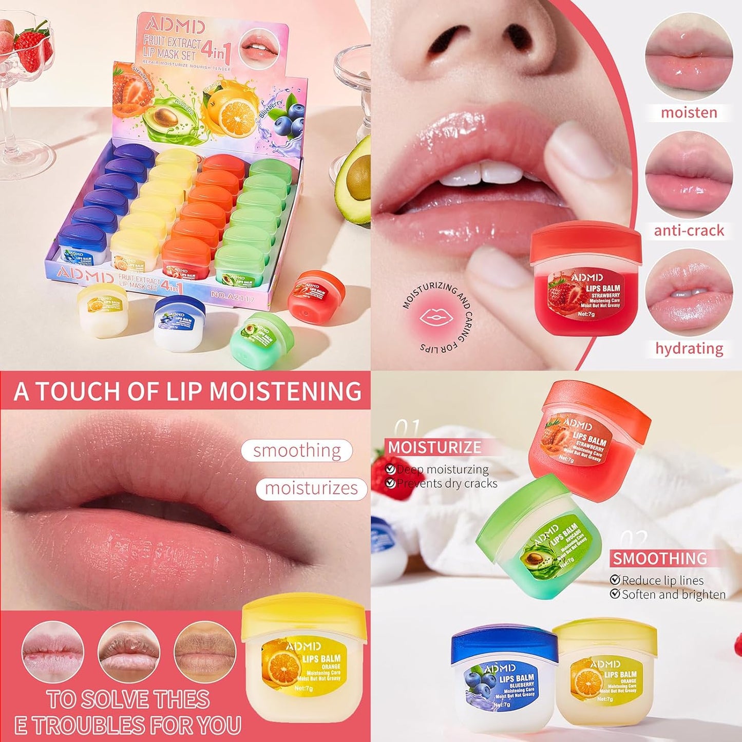 Lip Moisturizing Set, Lipstick, 24 Nourishing And Lip Balm Fruit Flavor Sets, Suitable For Dry Peeling, Dull, Lip Lines, Moisturizing And Repairing Lipstick