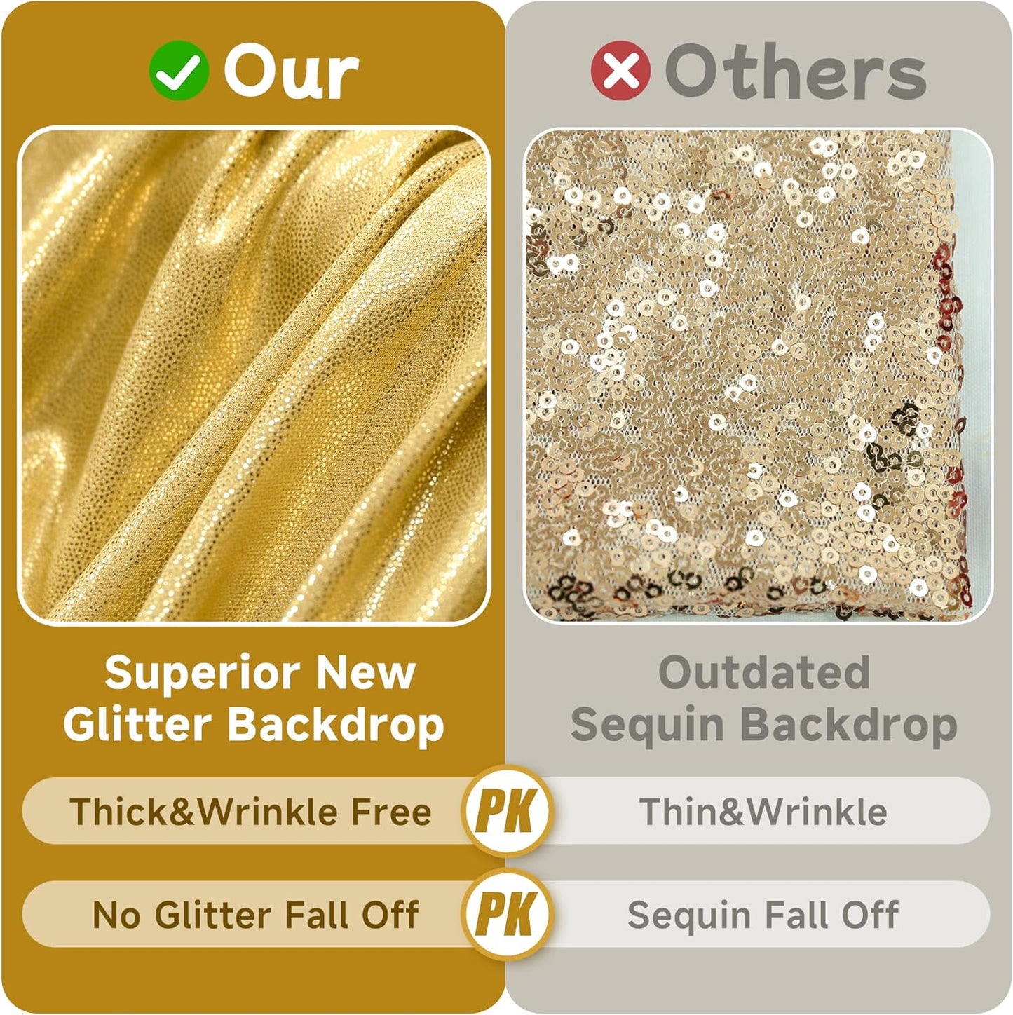 20x10ft Thick Gold Glitter Backdrop Curtain Panels for Parties, Wrinkle Free Sparking Sequin Backdrop Drapes, 4 Panels 5x10ft Shimmer Photo Back Drop Cloth for Wedding Birthday Photography