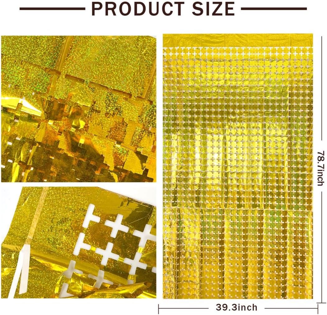 Gold Curtains Fringe Backdrop, Golden Streamers Party Decorations for Birthday, New Year's Eve, Prom Decorations,Bachelorette Party, Anniversary Celebration, Wedding, Cocktail Parties, Communion