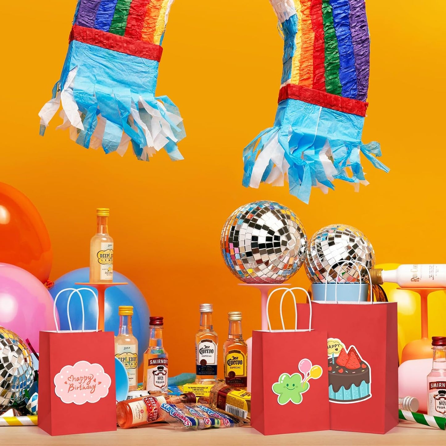 BagDream 8x4.25x10.5 Inch 100Pcs Red Gift Bags Medium Size, Kraft Paper Bags with Handles Bulk for Wedding, Party Favors, Business, Christmas, Grocery Paper Sacks