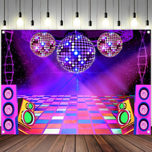 Dance Party Backdrop Retro 80s 90s Theme Stage Dance Ball Music Birthday Party Decoration DJ Photography Background 8 x 6 ft for Baby Shower Picture Photo Shoot Polyester Fabric, Red