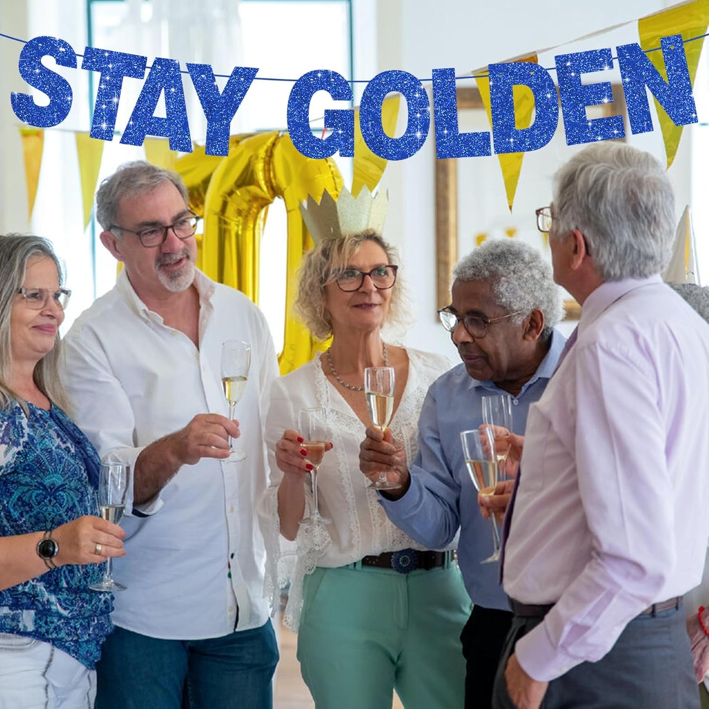 BEISHIDA 116 PCS A-Z Glitter Blue DIY Letter Banner Kit Make Your Own Banner，Including 111 Letters and Numbers 3 Rope and 2 Threading Device,Customized for Birthday Graduation Wedding Party Decor