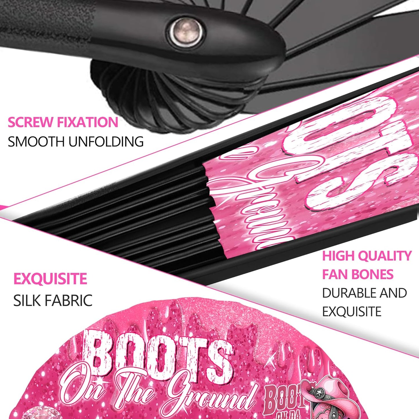 Boots On The Ground Hand Fan,Where Them Fans At Folding Fans,Clapping Clacking Fans For Line Dancing Unique Oriainal Pattern for Party Props Perfect Gifts for Line Dance Lover (Style 2)