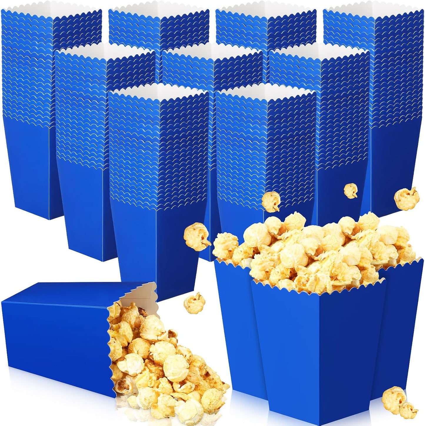 200 Pcs Popcorn Boxes Mini Paper Popcorn Box Cardboard Popcorn Container for Party Disposable Snack Candy Popcorn Bags Popcorn Holder for Birthday Wedding, 2.2 x 4.2 x 3 In (Navy Blue,Simple)