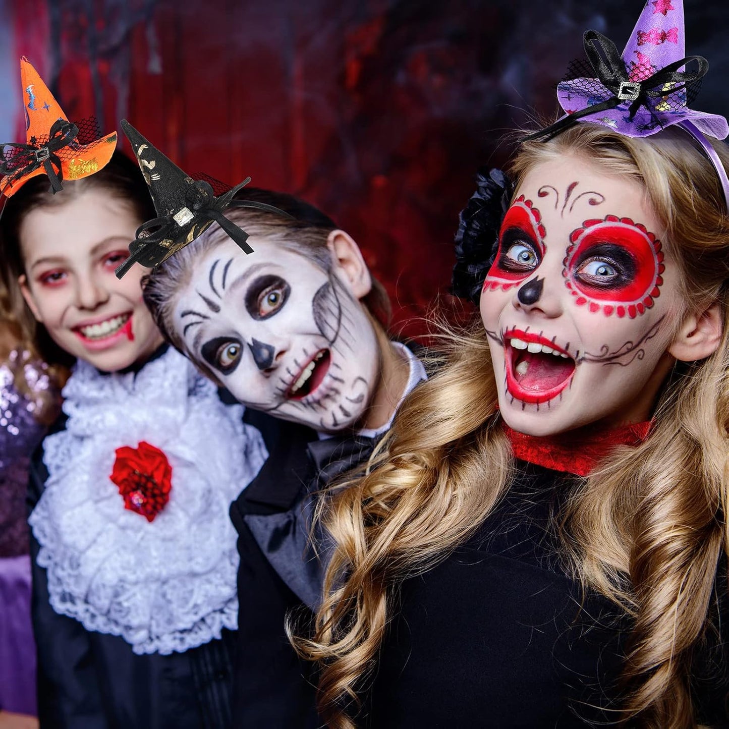 Hanaive 16 Pieces Halloween Headband Witch Hat Headband for Women Halloween Cosplay Witch Costume Hair Accessories