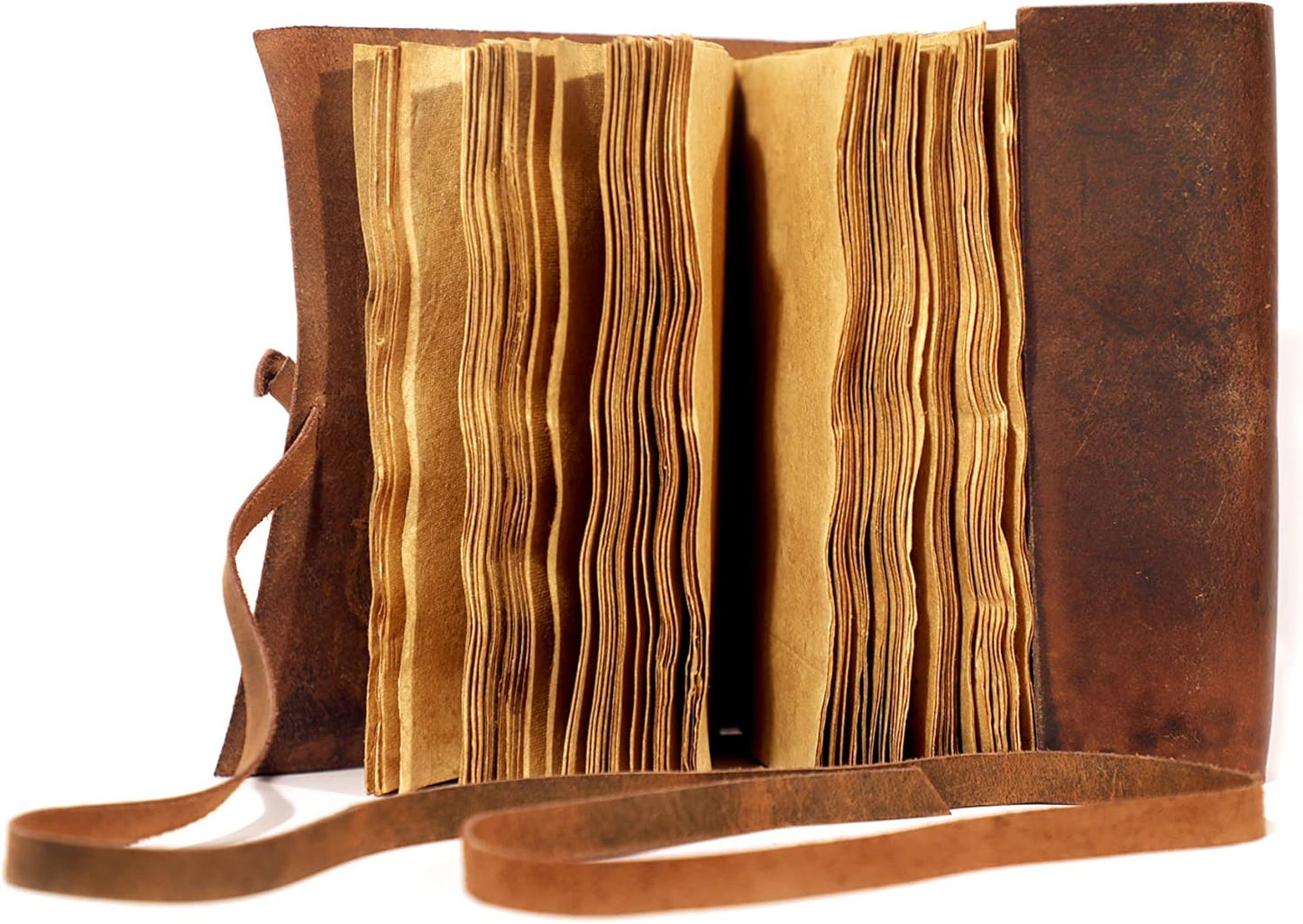 Urooj Handicraft Book Of Shadows journal blank dream catcher with owl leather witchcraft books grimoire spell sketchbook college poetry personal notebooks (Owl Brown)